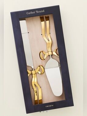 Anthropologie Benedita Stainless Steel Bow Cake Serve Set